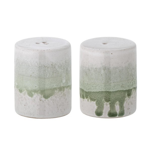 Bloomingville Salz- und Pfefferstreuer Set Paula Keramik weiß grün