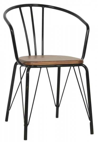 IB Laursen Stuhl mit Armlehne Metall Holzsitz stapelbar