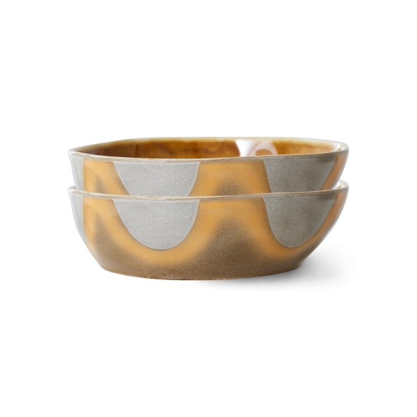 HKliving Pasta Schüssel 2er-Set 70's Ceramics Ø 19,5 cm oasis