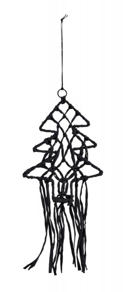 Madam Stoltz Weihnachtsbaum aus Bast zum Hängen schwarz