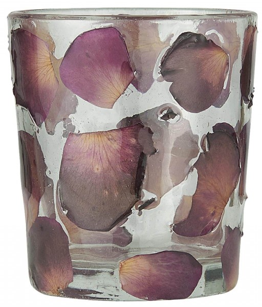 IB Laursen Teelicht aus Glas mit Blütenblätter klein