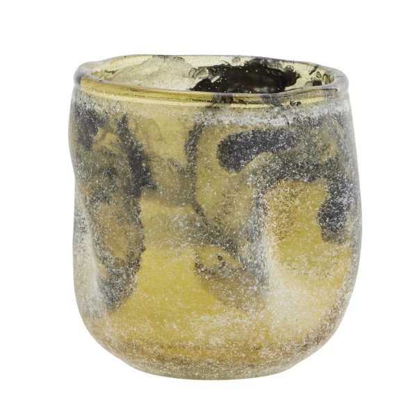 Madam Stoltz Teelicht Votivglas matt-gelb-grün 8 cm