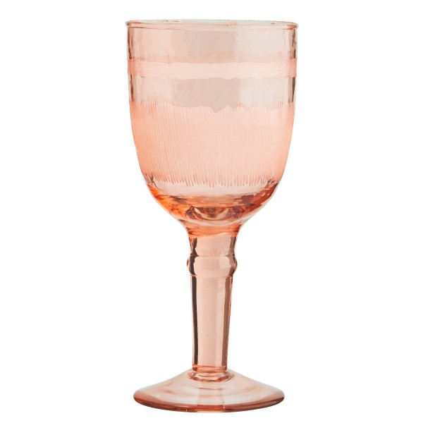 Madam Stoltz Weinglas mit geschliffenen Rillen Coral 200 ml