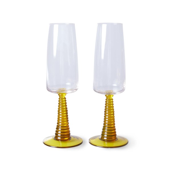 HKliving Champagnergläser Swirl 2er-Set gelb