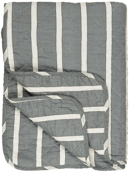 IB Laursen Quilt blau-grau mit weißen Streifen 130x180 cm