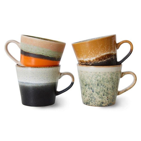 HKliving Cappuccino Tassen 4er-Set Verve 70's Ceramics 300 ml